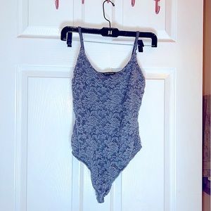 Gray lace high cut thigh body suit